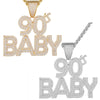Custom 90's Baby   Simulated Diamond  Pendant With Chain