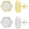 Designer Hexagon  Sterling Silver Earrings