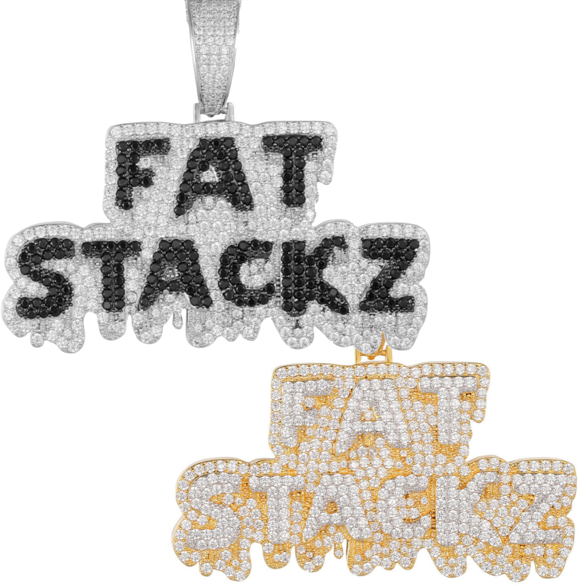 Custom Dripping Fat Stackz Simulated Diamond Pendant With Chain ...
