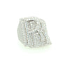 RR Rolls Royce Sterling Silver Ring Simulated Diamonds