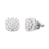 Square Earrings Simulated Diamond 925 Silver Studs 9mm Screw On