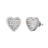 Baguette Iced  3D Heart Shaped .925 Earrings