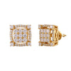 Micro Pave Square  Stud Screw Back Earrings