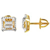 Square Earrings Simulated Diamond 925 Silver Studs 9mm Screw On