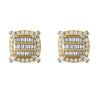 Baguette Square Prong Simulated Diamond Earrings Screw On