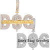 Custom Dont Stop Grinding Baguette  Simulated Diamond  Pendant With Chain