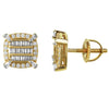 Baguette Square Prong Simulated Diamond Earrings Screw On