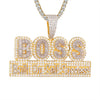 Custom Boss  Simulated Diamond  Pendant With Chain