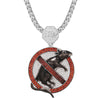 Custom Circle Stop  Snitching   Simulated Diamond Pendent With Chain