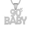 Custom 90's Baby   Simulated Diamond  Pendant With Chain