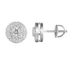 Solitaire Round Earrings Sterling Silver Simulated Diamonds Screw Back Studs 9mm