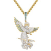 Custom Saint Michael Archangel Simulated Diamond  Pendant With Chain