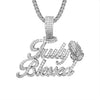Custom Truly Blessed Paying Hands Simulated Diamond  Pendant With Chain
