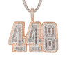 Custom 448 Baguette Block Numbers  Simulated Diamond With Chain