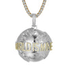 Custom 3D Planet Earth Map  Simulated Diamond  Pendant With Chain