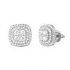 Micro Pave Square Cluster Solitaire Sterling Silver Custom Earrings