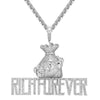 Custom Money Bag Rich Forever  Simulated Diamond With Chain