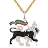 Custom  Ethiopian Lion  Simulated Diamond  Pendant With Chain
